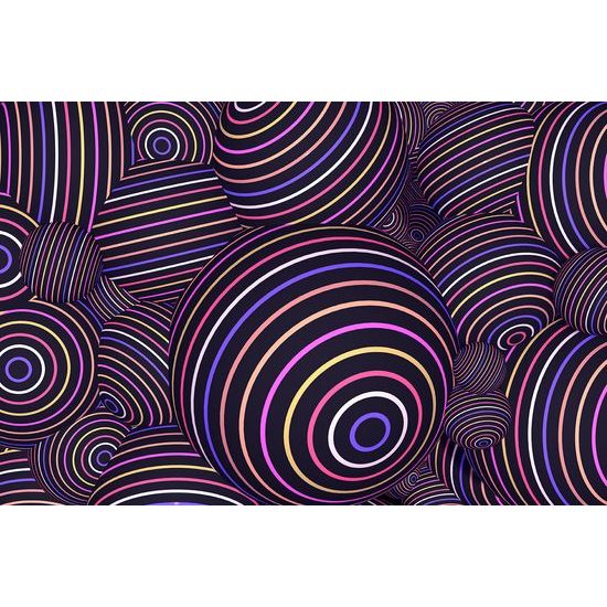 Samolepiaca tapeta 3D guličky s farebnými pásikmi