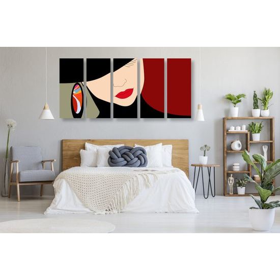 5-dielny obraz elgantnosť ženy