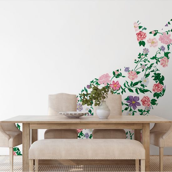 Samolepiaca tapeta abstraktná kvetinová mačka