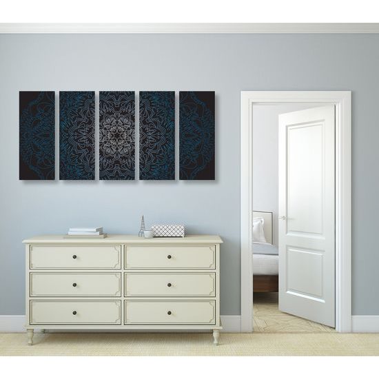 5-dielny obraz exotická Mandala v modrom prevedení