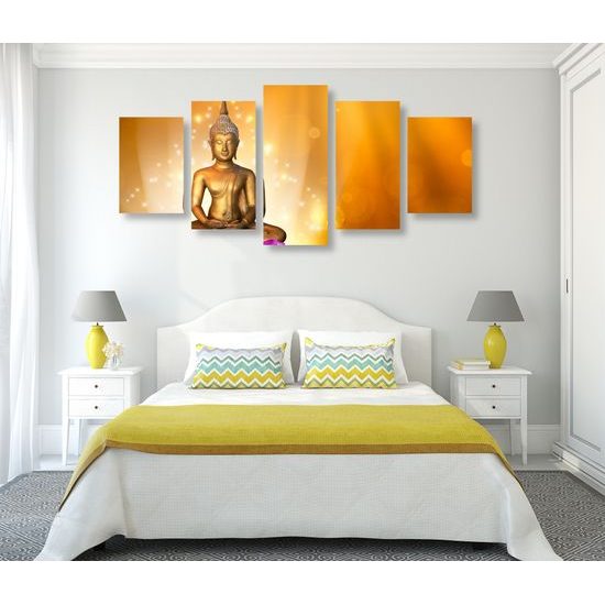 5-dielny obraz Budha v zlatom prevedení