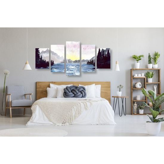 5-dielny obraz maľovaná horská krajinka