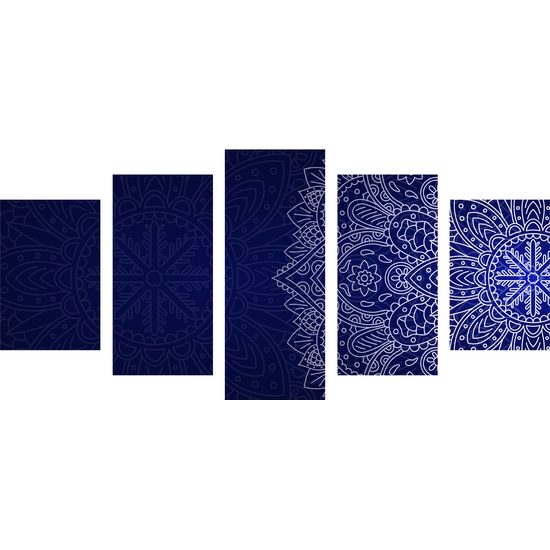 5-dielny obraz nádherná mandala na tmavomodrom pozadí