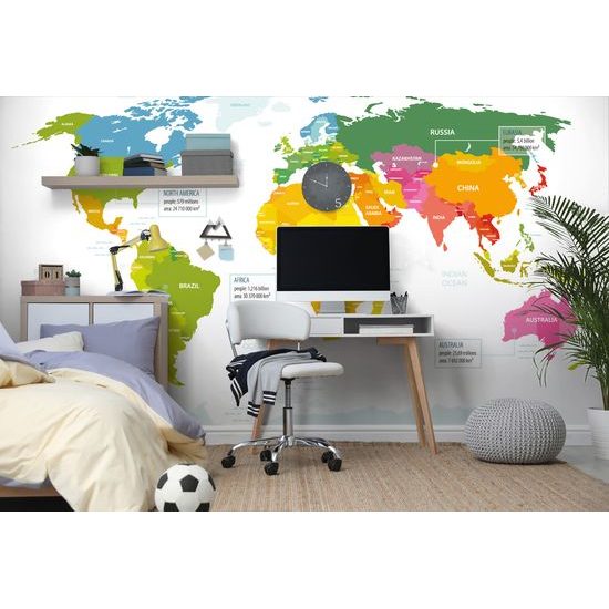Tapeta pútavá mapa sveta v okúzľujúcom farbenom prevedení