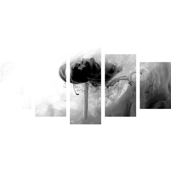 5-dielny obraz umelecké stvárnenie kvetu v čiernobielom prevedení