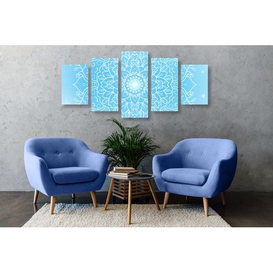 5-dielny obraz magická snehobiela Mandala