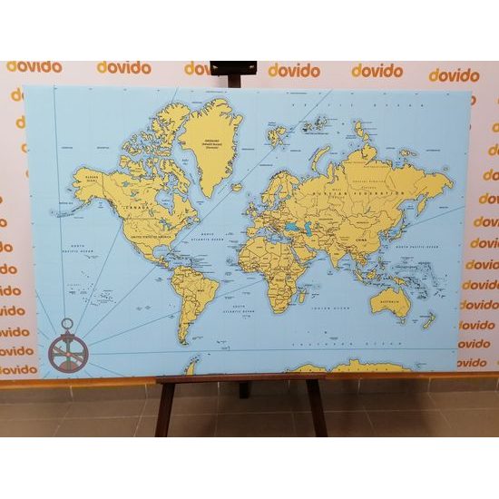 Obraz mapa v žlto-modrom prevedení