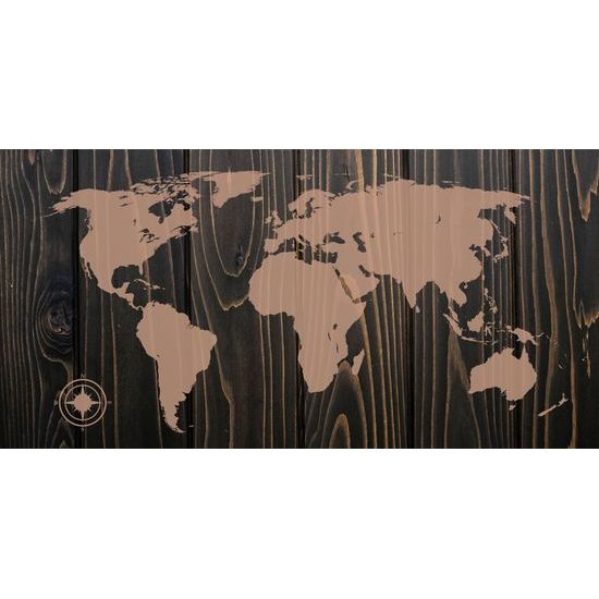 Obraz mapa sveta na dreve v luxusnom prevedení