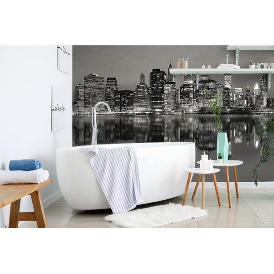 Samolepiaca fototapeta čiernobiely nočný Manhattan