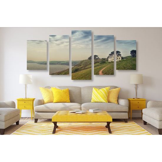 5-dielny obraz dom pri mori
