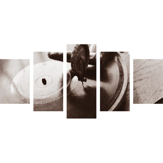5-dielny obraz historický gramofón vo vintage prevedení