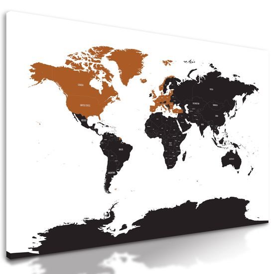 Obraz zaujímavá mapa na bielom pozadí s oranžovým detailom