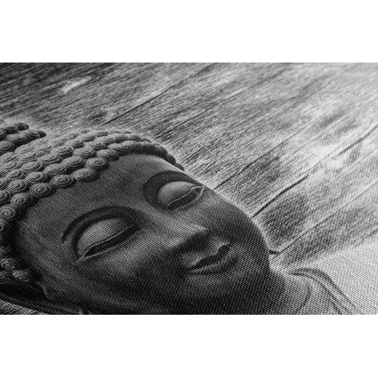 Obraz usmiaty Budha v čiernobielom prevedení
