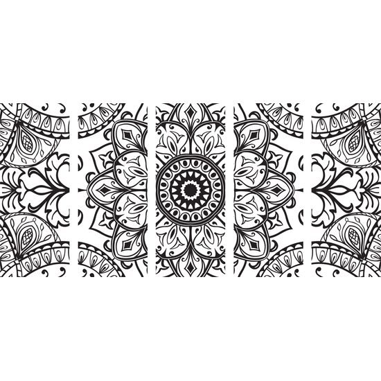 5-dielny obraz čiernobiela Mandala