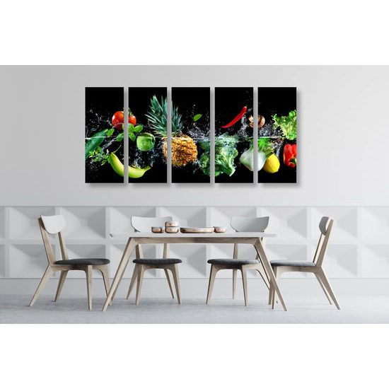 5-dielny obraz ovocie vo vode