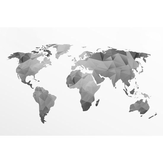 Obraz abstraktná mapa tvorená polygonmi v čiernobielom prevedení