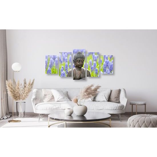 5-dielny obraz Budha na levandulovej lúke