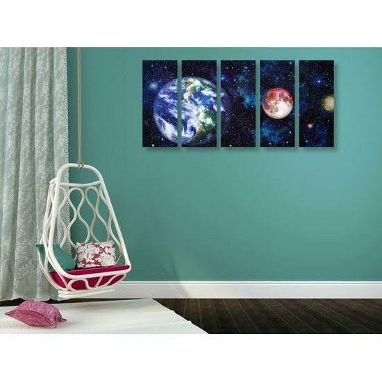 5-dielny obraz akvarelový vesmír