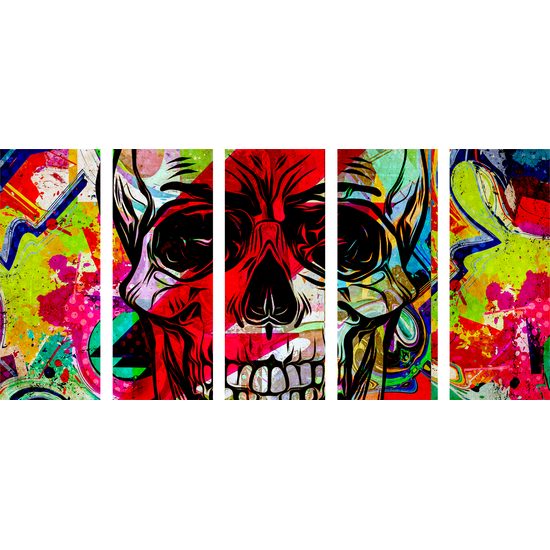 5-dielny obraz abstraktná lebka