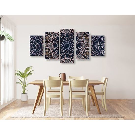 5-dielny obraz Mandala v indickom štýle