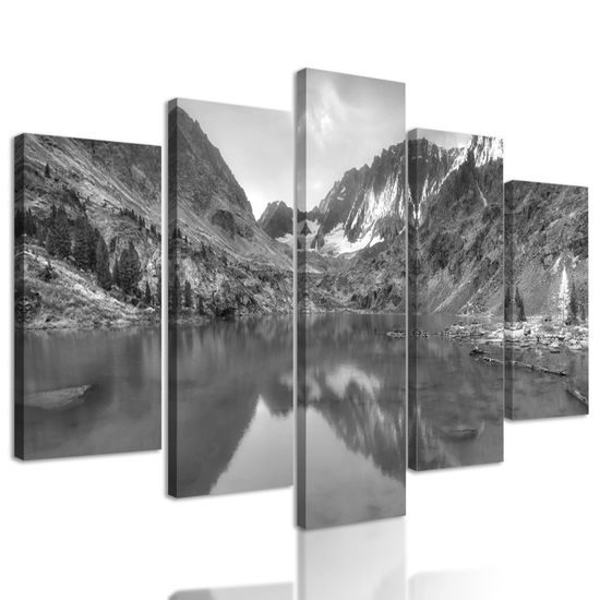 5-dieny obraz nedotknuté vysohorské pleso v čiernobielom prevedení