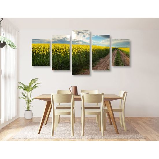 5-dielny obraz nádherná cestička v strede poľa