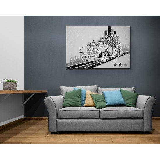 Obraz auto v abstraktnom čiernobielom prevedení