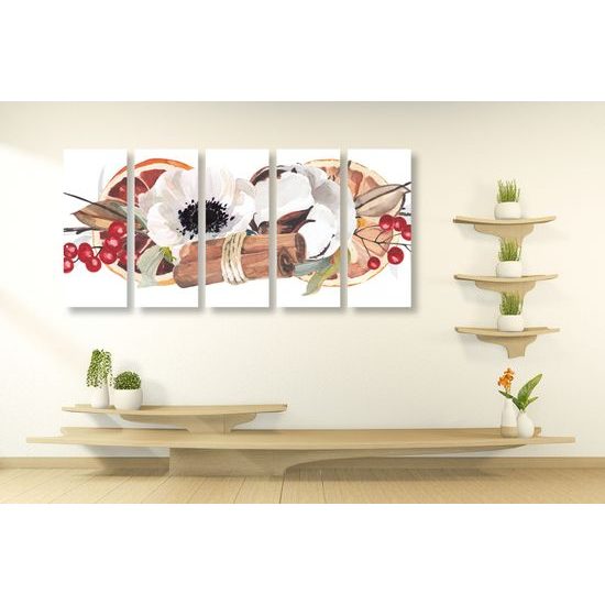 5-dielny obraz maľované zátišie