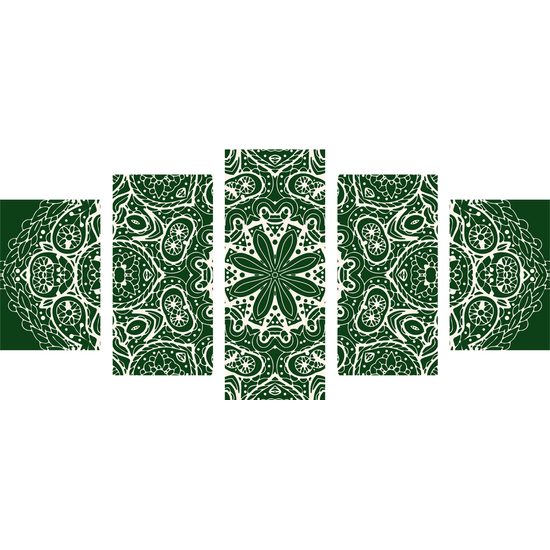 5-dielny obraz Mandala v zelenom štýle