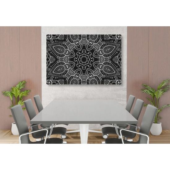 Obraz čiernobiela Mandala v indickom štýle