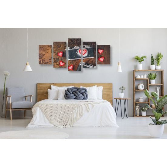 5-dielny obraz dva historické fotoaparáty