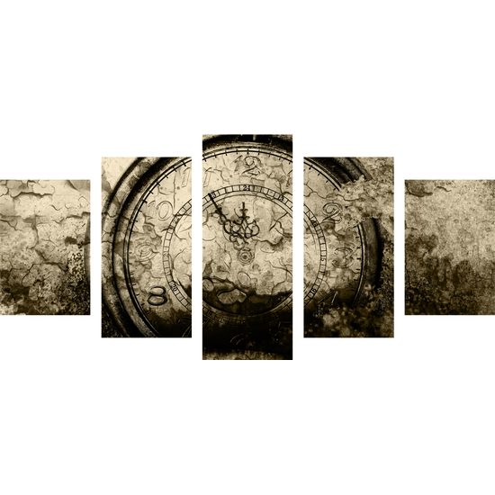 5-dielny obraz historické stopky v sépiovom prevedení