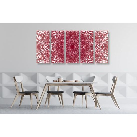 5-dielny obraz Mandala v ružovom prevedení