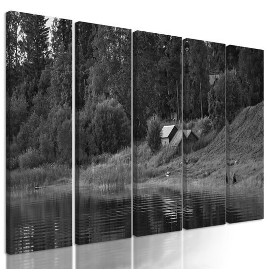 5-dielny obraz ukľudnujúca príroda v čiernobielom prevedení