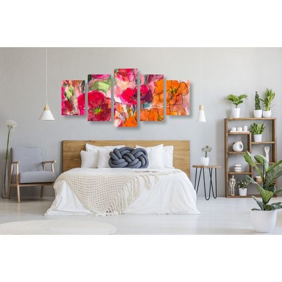 5-dielny obraz maľované maky