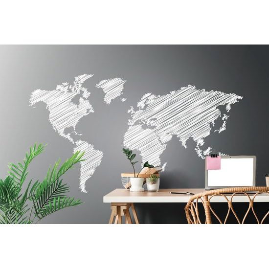 Samolepiaca tapeta zaujímavá mapa na čiernobielom pozadí