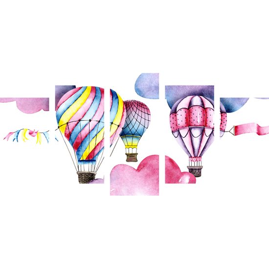 5-dielny obraz lietajúce rozprávkové balóny