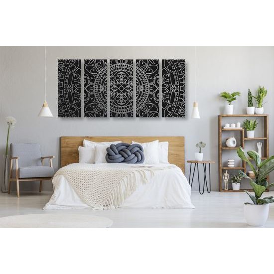 5-dielny obraz čiernobiely luxusný oranament