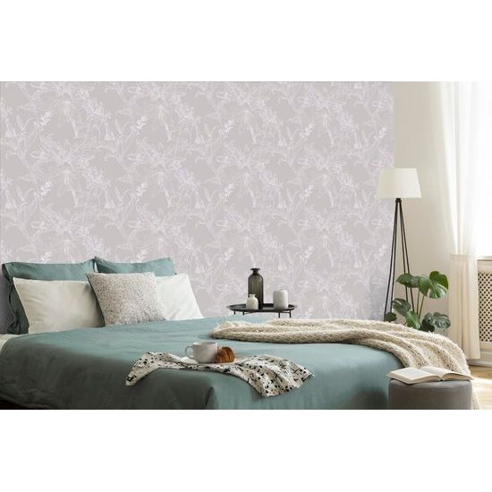 Samolepiaca tapeta nádherná umelecká ľalia v šedom prevedení