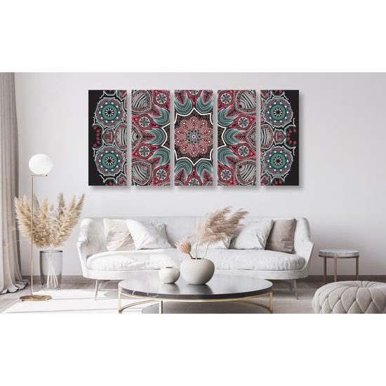 5-dielny obraz kvetinová Mandala
