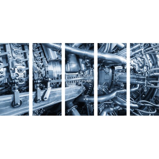 5-dielny obraz dokonale prepracovaný motor turbíny