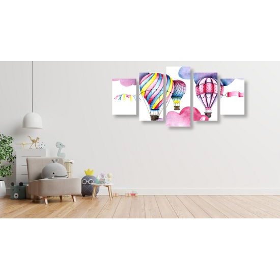 5-dielny obraz lietajúce rozprávkové balóny