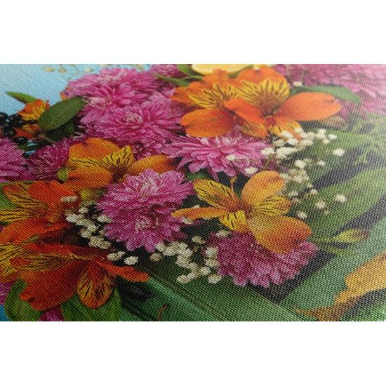 Obraz drevená debnička plná kvetov