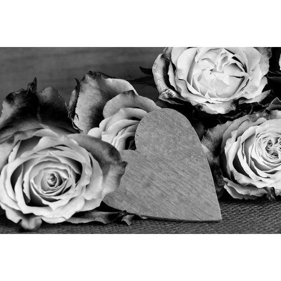 Obraz nádherné žlté ruže v čiernobielom prevedení