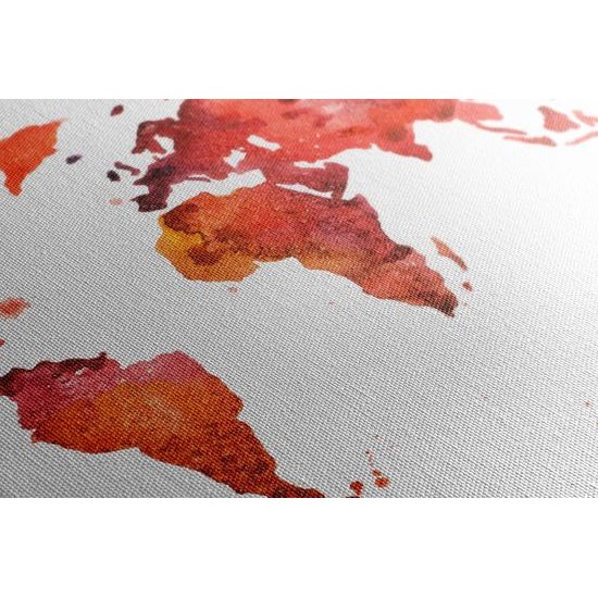 Obraz mapa sveta v červenom prevedení