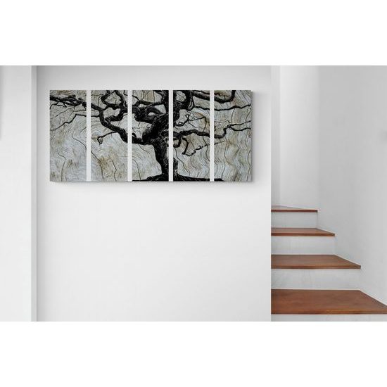 5-dielny obraz tajuplný strom na dreve