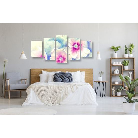 5-dielny obraz pôvabné akvarelové kvety