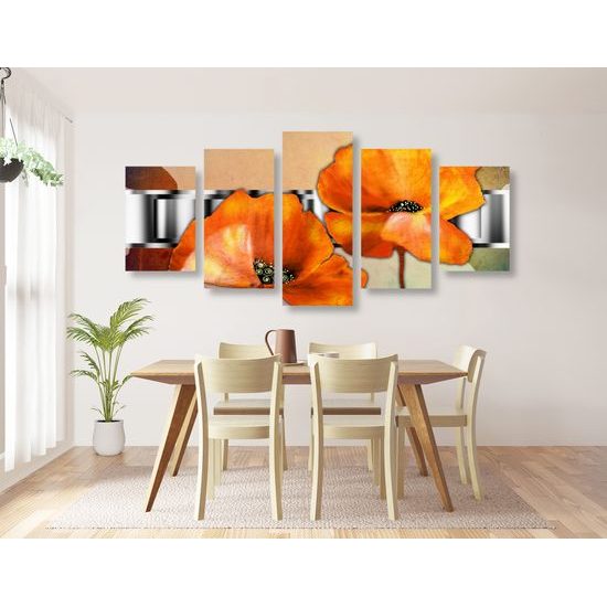 5-dielny obraz umelecké znázornenie jemnosti kvetov