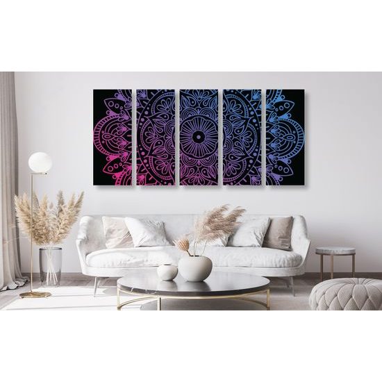 5-dielny obraz fialová Mandala