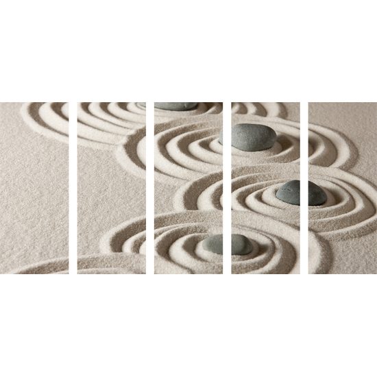 5-dielny obraz plážové zátišie s Zen kameňmi